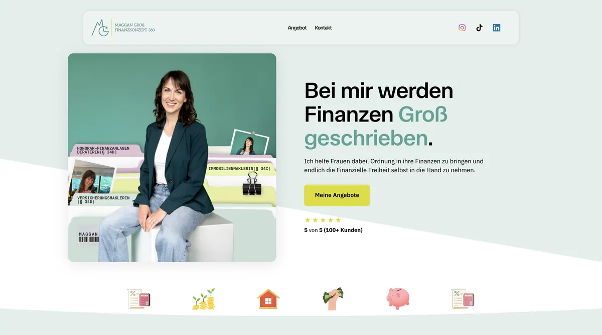 Webseite für Maggan Groß, Finanzkonzept 360